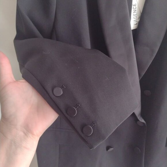 L'Agence Jayda Relaxed Double-Breasted Blazer 16 NEW Black Elevated Jacket - Picture 6 of 10